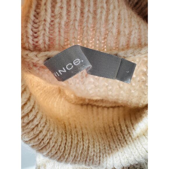 Vince Cream Chunky Knit Long Sleeve Mock Neck Sweater L - Picture 12 of 14